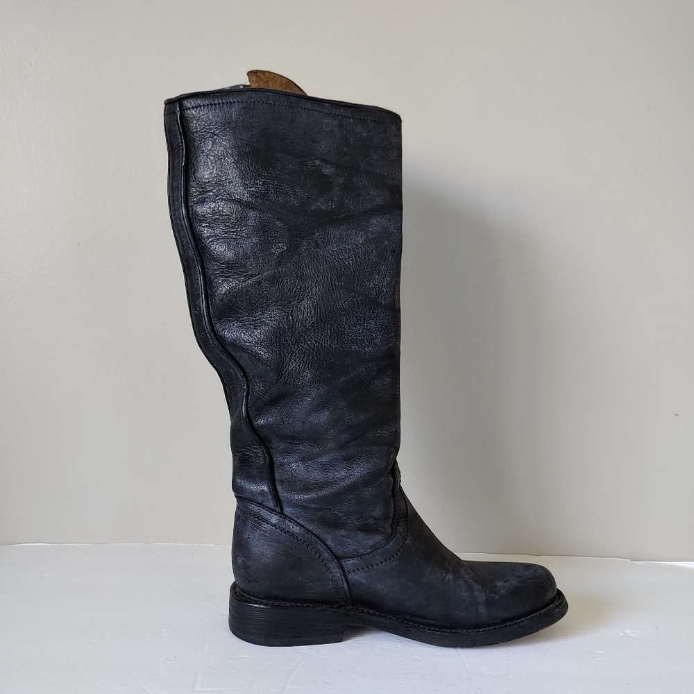 Freebird Contra Tall Boots Western Moto Size 7 Leather Blue Black - Picture 10 of 16